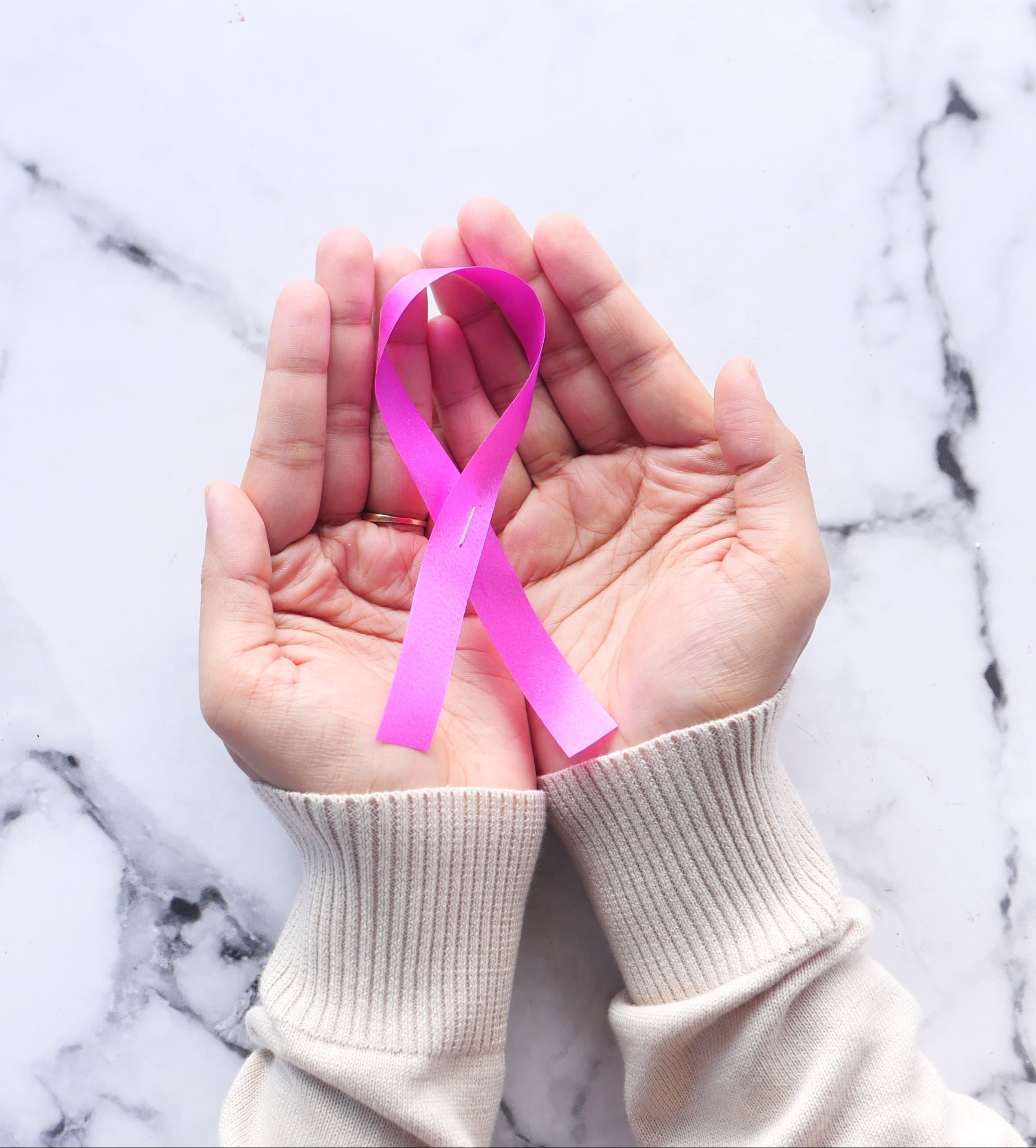 Pink awareness ribbon for breast cancer awareness
